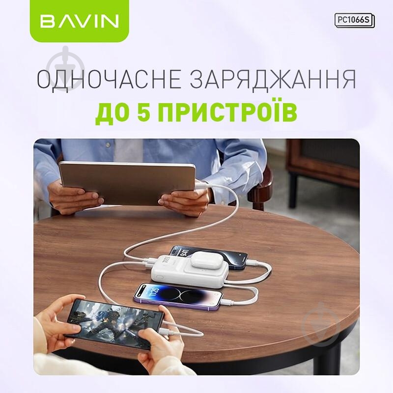 Повербанк BAVIN 10000 mAh white (Y-PC1066S-WH) - фото 4