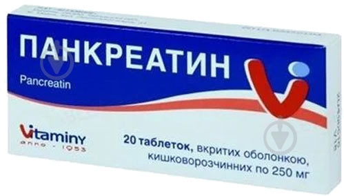 Панкреатин в/о киш. / рас. №20 (10х2) таблетки 0,25 г - фото 1