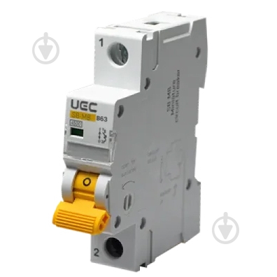 Автоматический выключатель UEC SB-M8 1P 63A B 4,5кA MCB45-1-063-B - фото 1