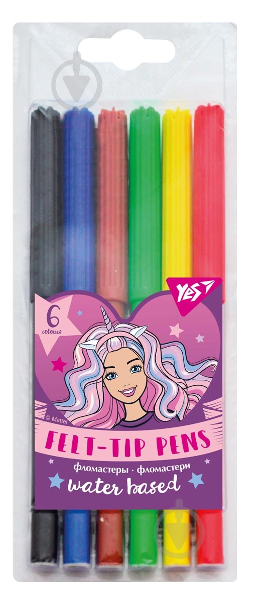 Набор фломастеров 6 цветов Barbie YES - фото 1