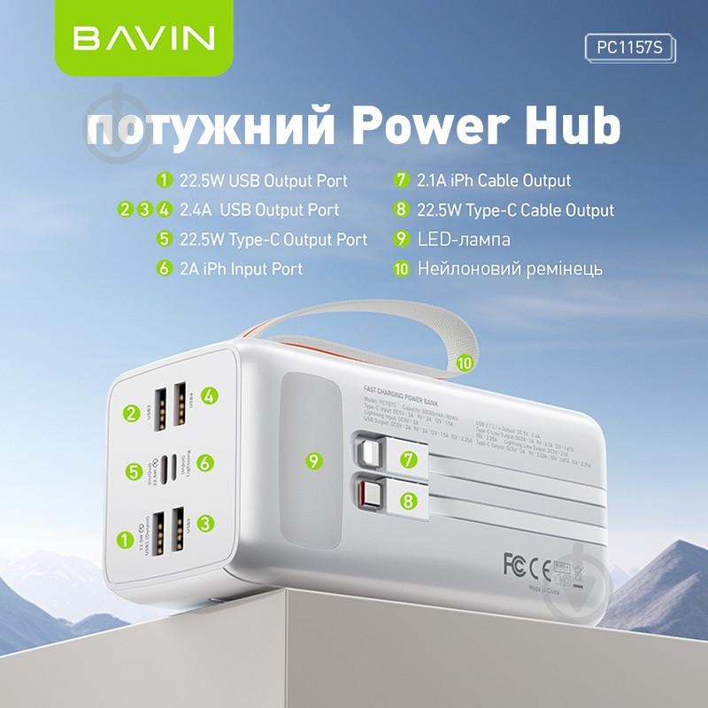 Повербанк BAVIN 50000 mAh white (Y-PC1157S-WH) - фото 7 Повербанк BAVIN 50000 mAh white (Y-PC1157S-WH) - фото 7