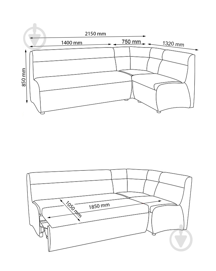 Уголок кухонный Лаунж 2150x1320x850 мм правый синий / синий - фото 7 Уголок кухонный Лаунж 2150x1320x850 мм правый синий / синий - фото 7