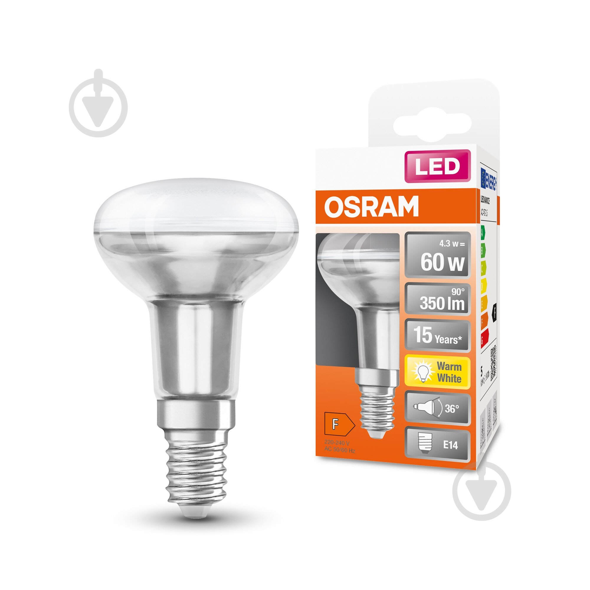 Лампа світлодіодна Osram Spot 4,3 Вт R50 дзеркальна E14 220 В 2700 К - фото 1