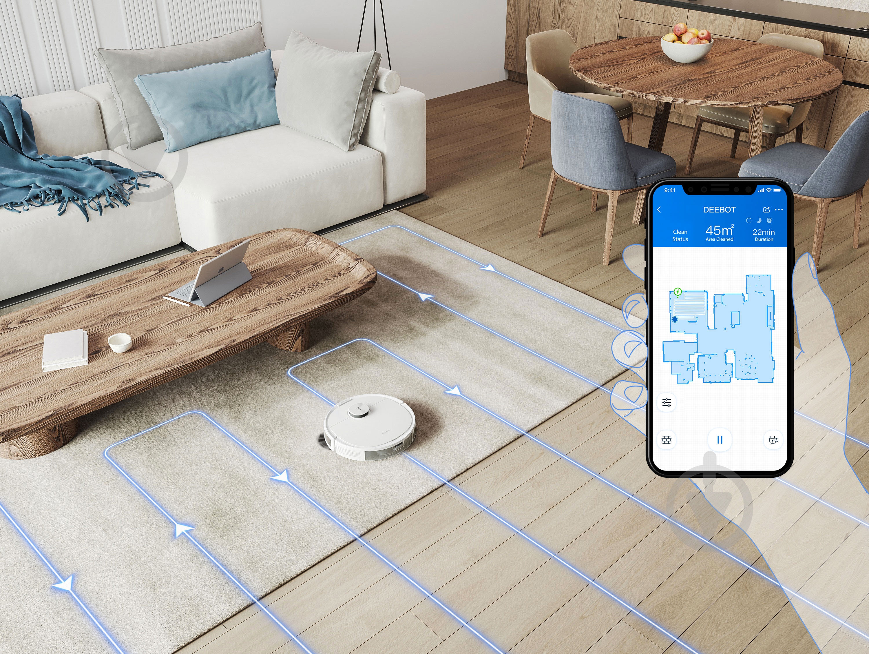 Робот-пилосос мийний Ecovacs DEEBOT OZMO N8 DLN26-21 white + Пилосмок BOSCH BGC05AAA2 red - фото 21