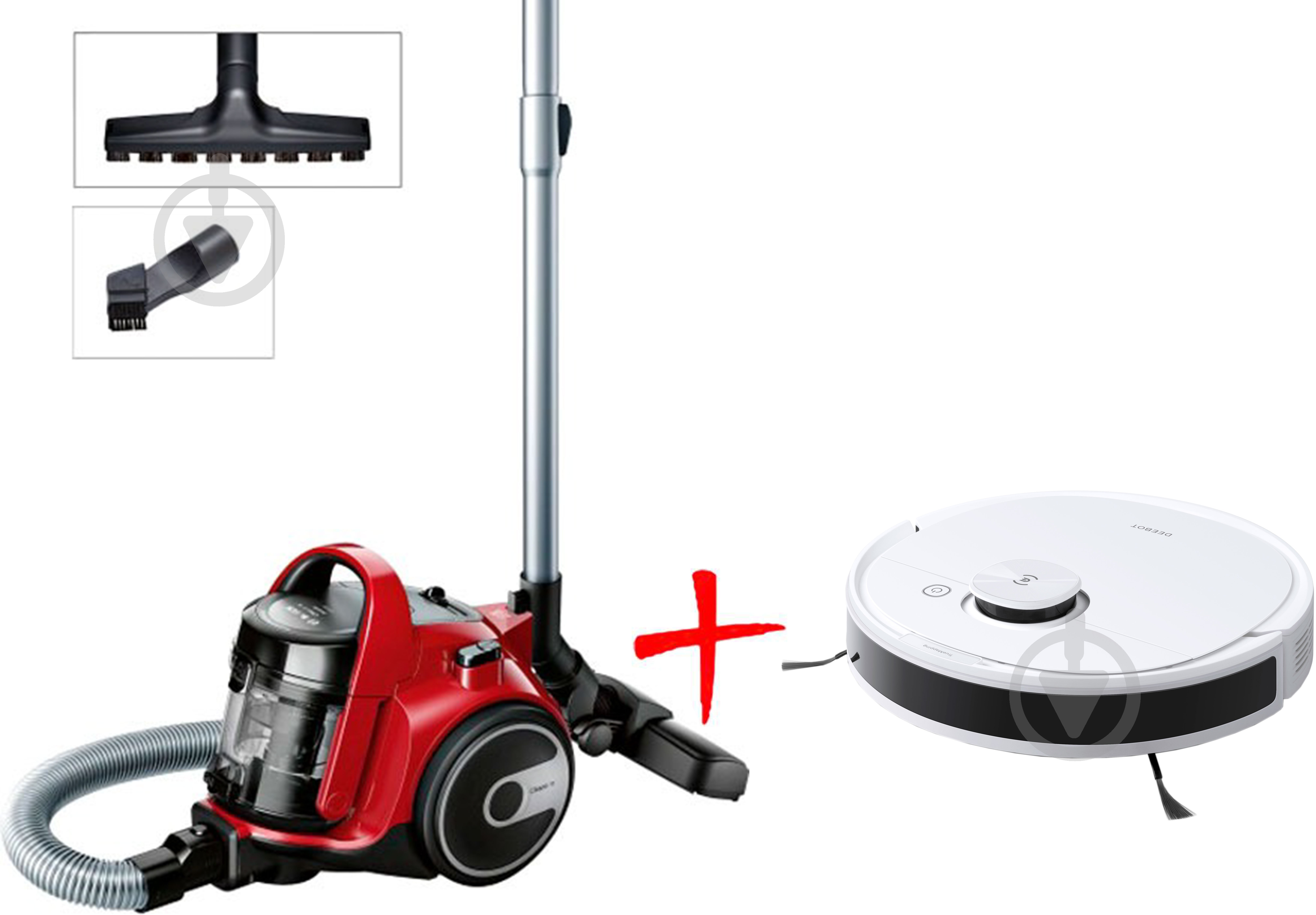 Робот-пилосос мийний Ecovacs DEEBOT OZMO N8 DLN26-21 white + Пилосмок BOSCH BGC05AAA2 red - фото 1