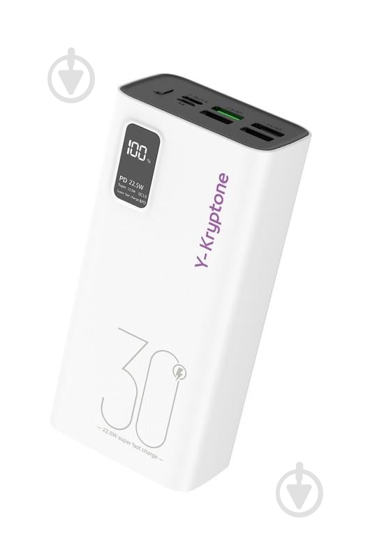Повербанк Y-Kryptone 30000 mAh white (YK-GT33-WH) - фото 1