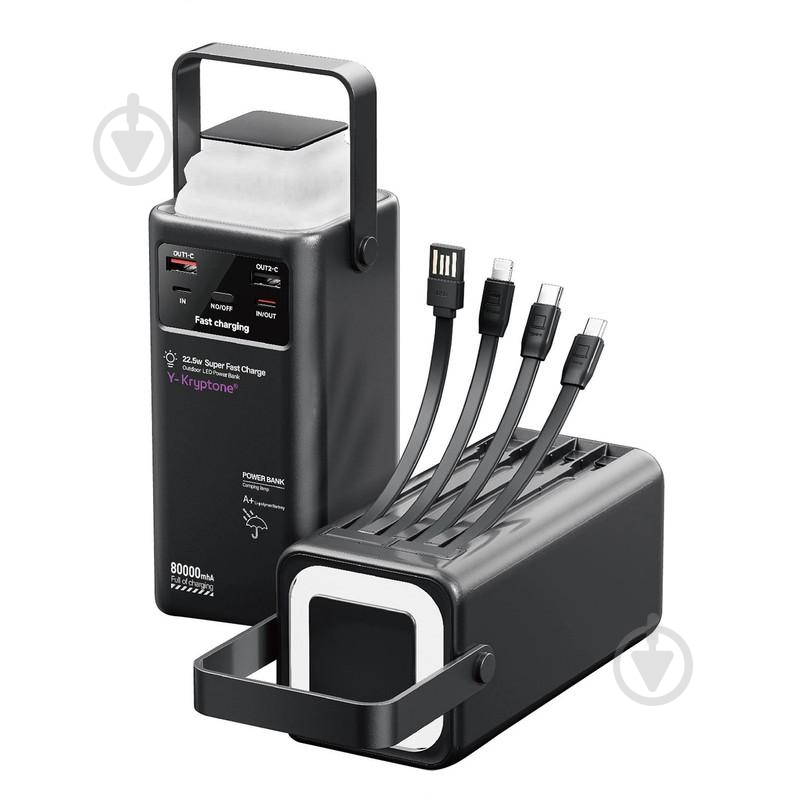 Повербанк Y-Kryptone 80000 mAh black (YK-GT86-B) - фото 2