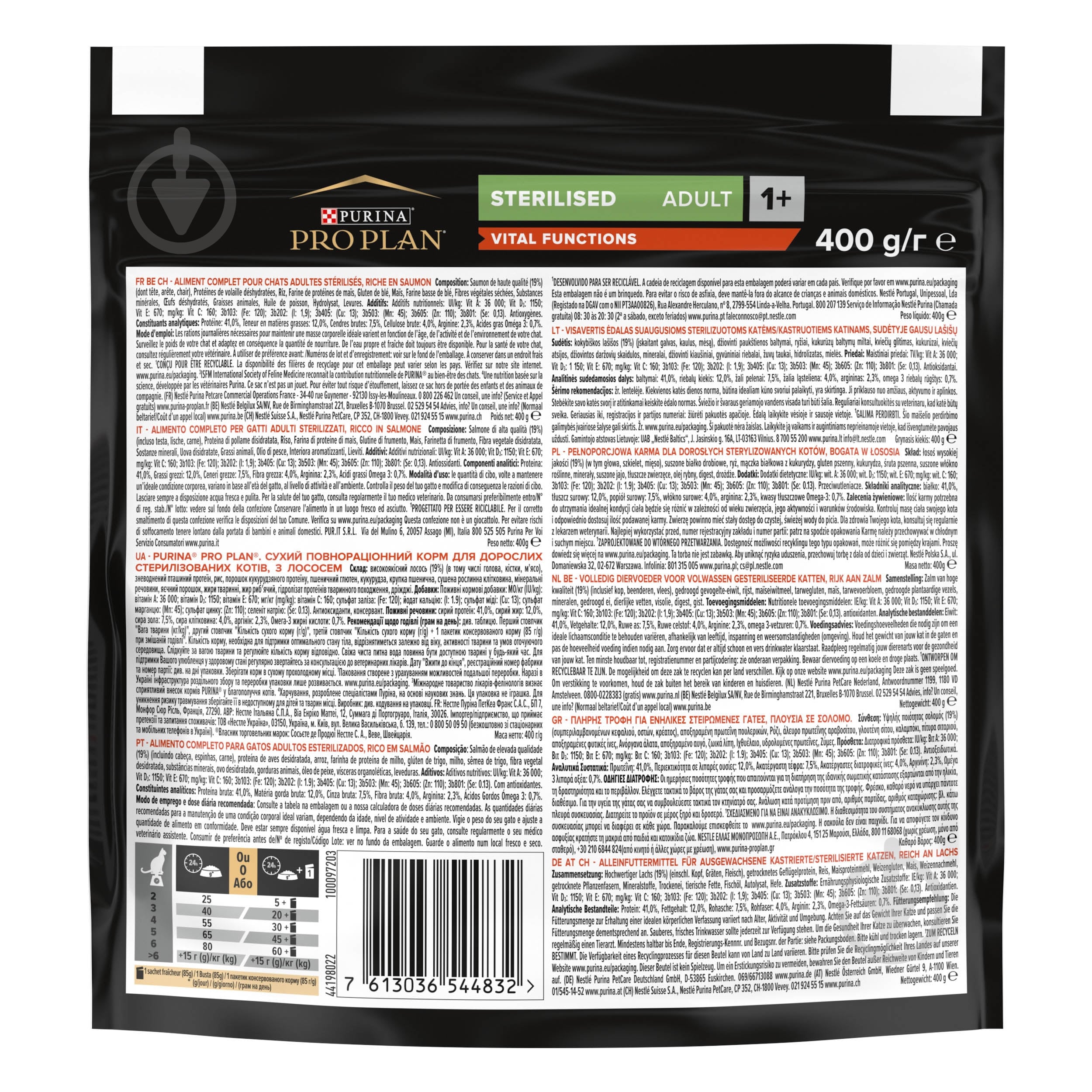 Корм сухий для котів ProPlan by Purina Sterilised Adult 1+ Vital Functions з лососем 400 г - фото 2