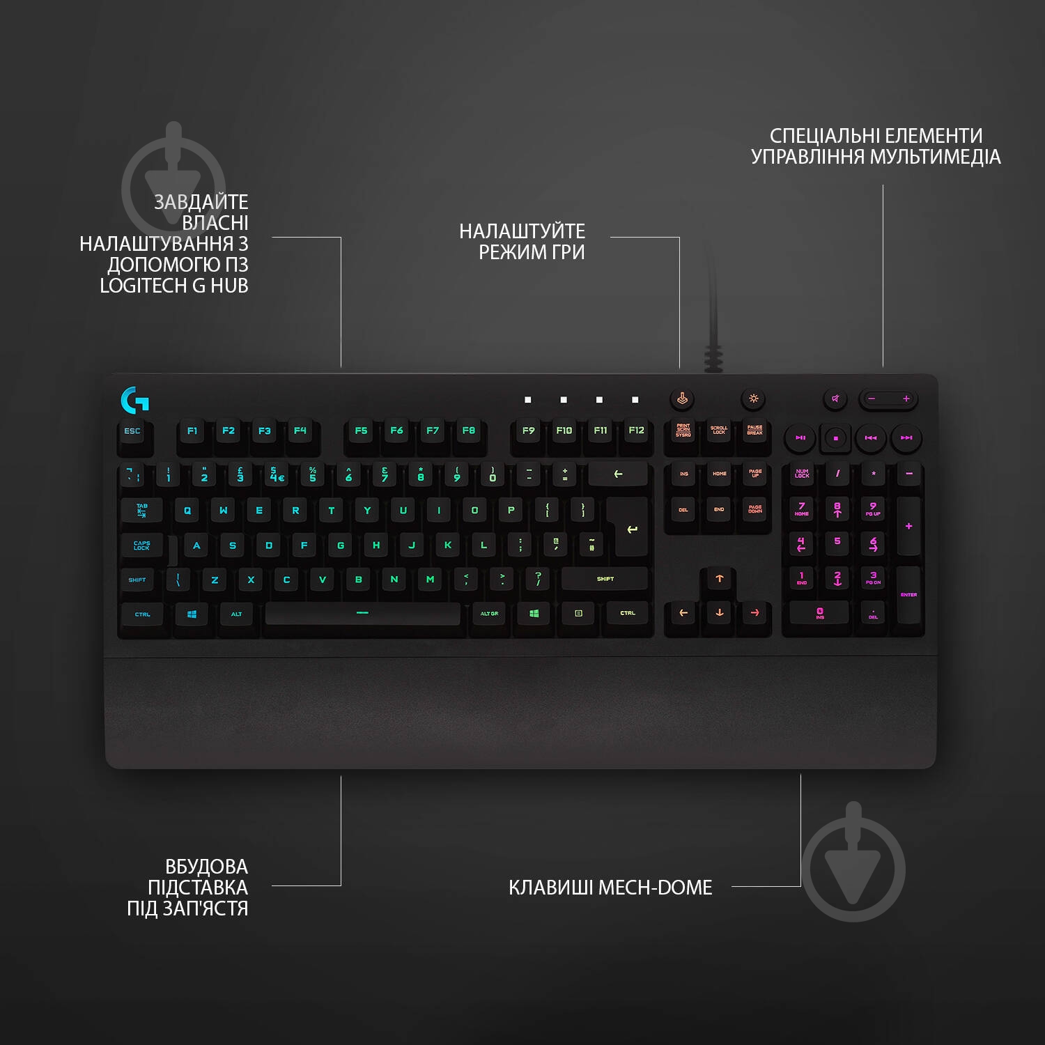 Клавиатура игровая Logitech G213 Prodigy (L920-008092) black - фото 7 Клавиатура игровая Logitech G213 Prodigy (L920-008092) black - фото 7