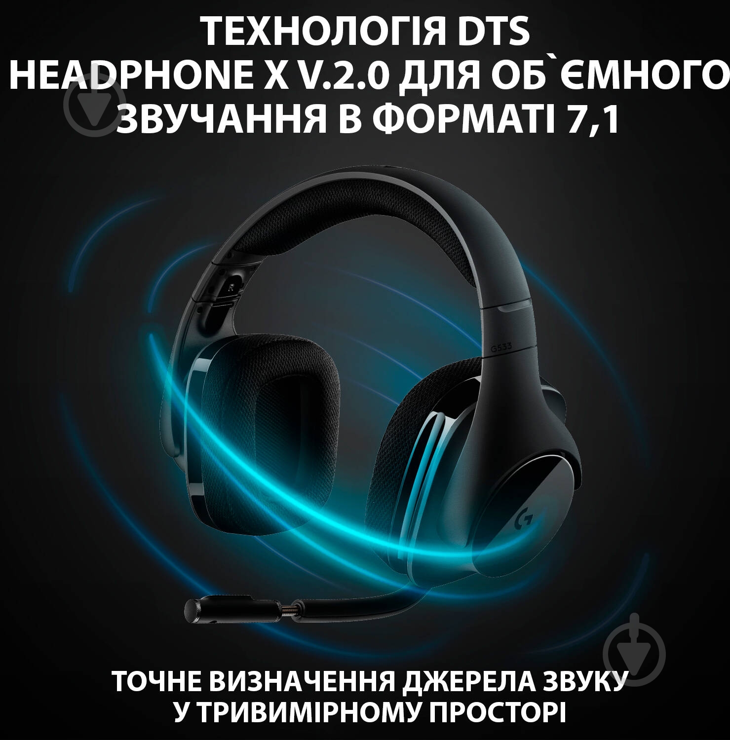 Гарнитура Logitech G533 (981-000634) Wireless Gaming Headset 981-000634 - фото 2
