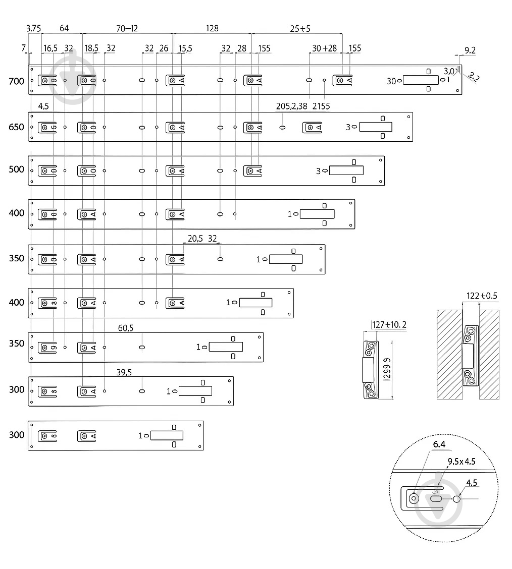 Направляющая шариковая GTV PK-P-H45-450-GX полное выдвижение push-to-open GX 450x45 мм 15 компл. - фото 3