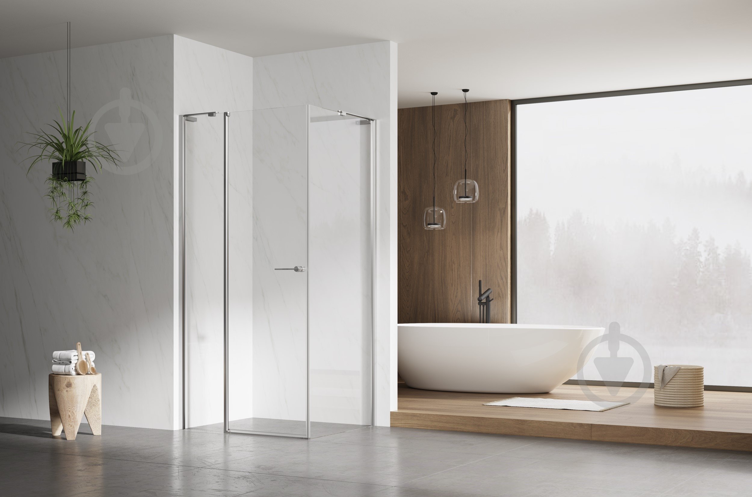 Душевое ограждение EGO квадратное распашное LEX CHROME 90х90х200 см - фото 1