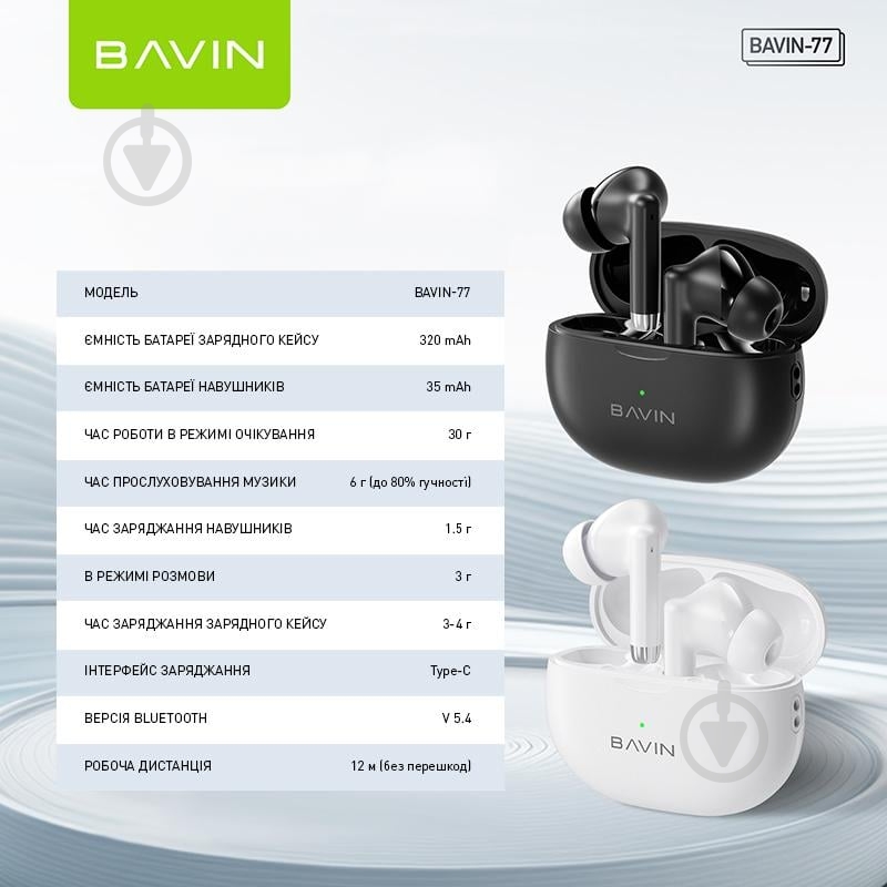 Наушники BAVIN BAVIN-77 white (HB-BA-77 WH) - фото 9 Наушники BAVIN BAVIN-77 white (HB-BA-77 WH) - фото 9