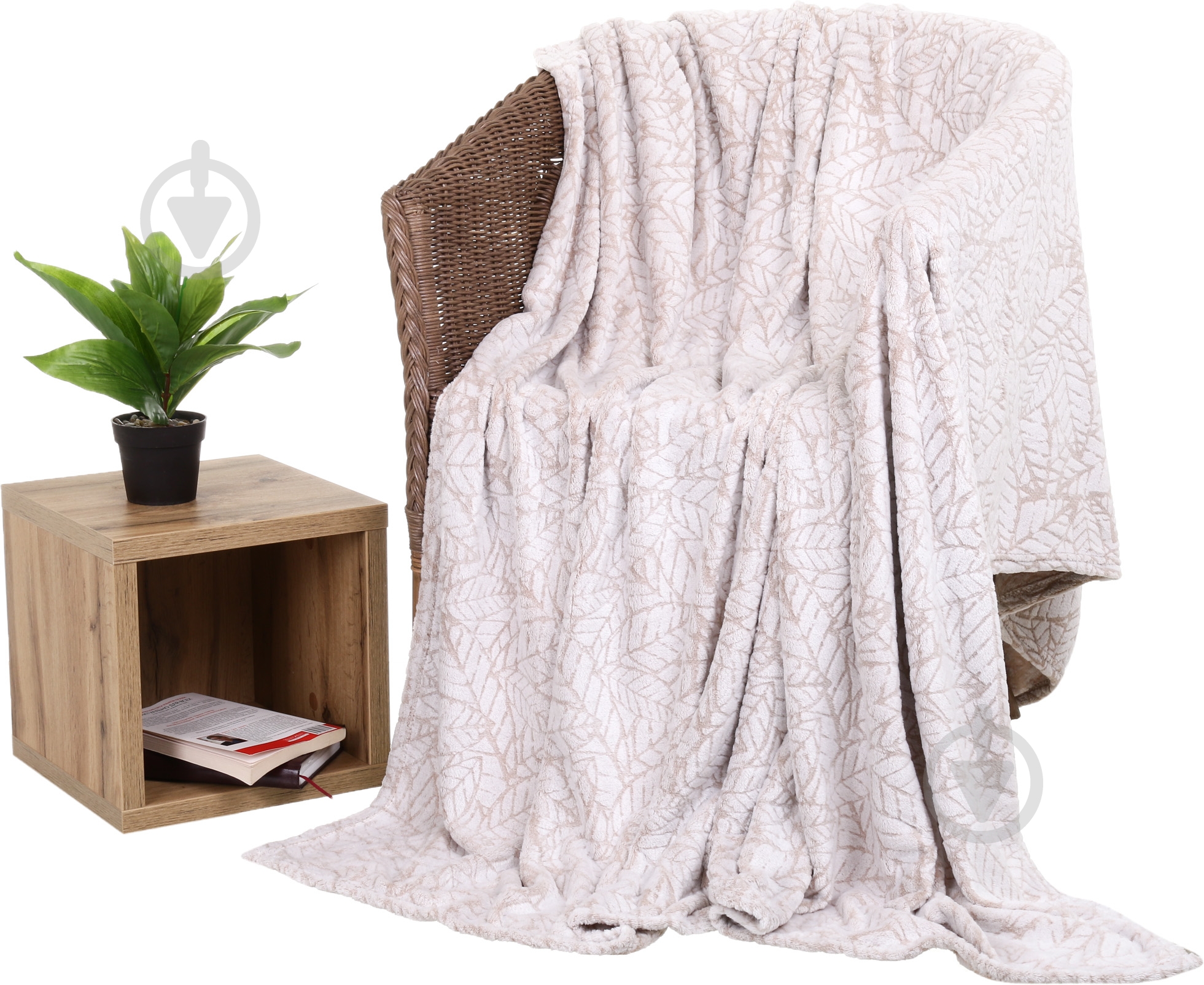 Плед 3D Embossed Leaf 160x200 см бежевий La Nuit - фото 1