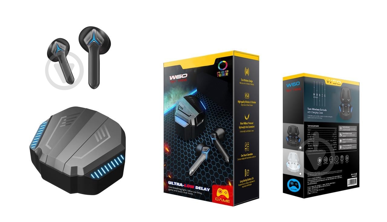Гарнитура игровая Ovleng W60 black (OVLTWSGEW60B) - фото 4