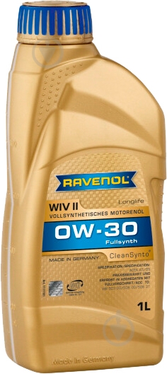 Моторна олива синтетична RAVENOL WIV 0W-30 1 л (RAV WIV SAE 0W30 1L) - фото 1 Моторна олива синтетична RAVENOL WIV 0W-30 1 л (RAV WIV SAE 0W30 1L) - фото 1