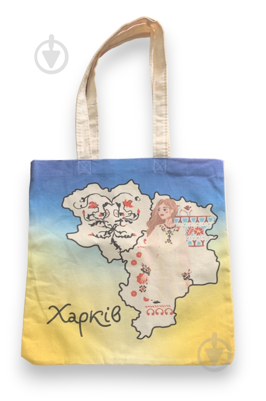 Сумка-шоппер Карта Харьковской области с украинкой 4PROFI - фото 1