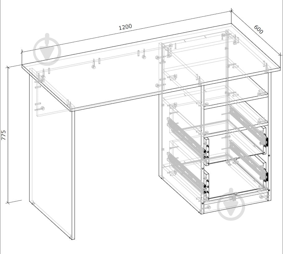 Стіл письмовий Грейд Флекс конструктор корпус тип №1 775х600 мм білий/білий - фото 3 Стіл письмовий Грейд Флекс конструктор корпус тип №1 775х600 мм білий/білий - фото 3