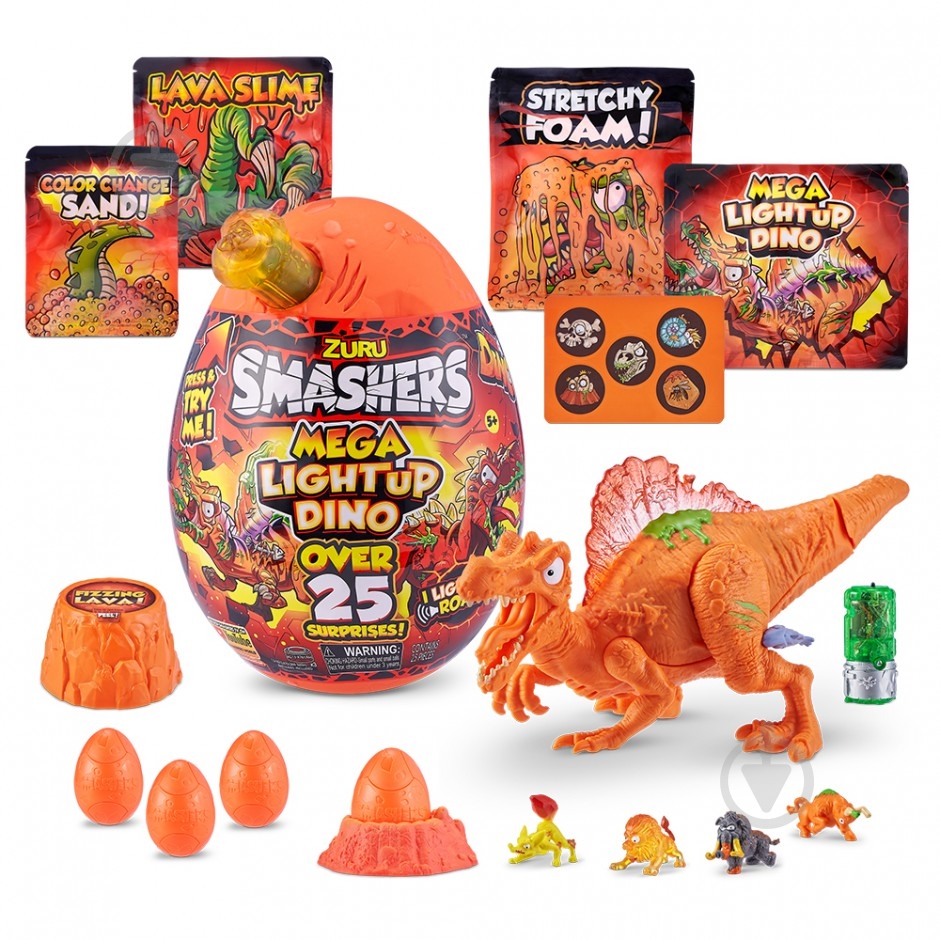 Игровой набор-сюрприз Zuru SMASHERS Light-Up Dino Mega с аксессуарами-B 7474B - фото 2