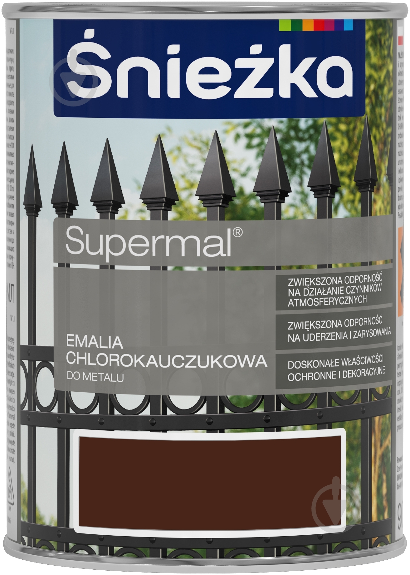 Емаль Sniezka хлоркаучукова Supermal RAL 8012 оксидно-червоний глянець 0,9 л - фото 1