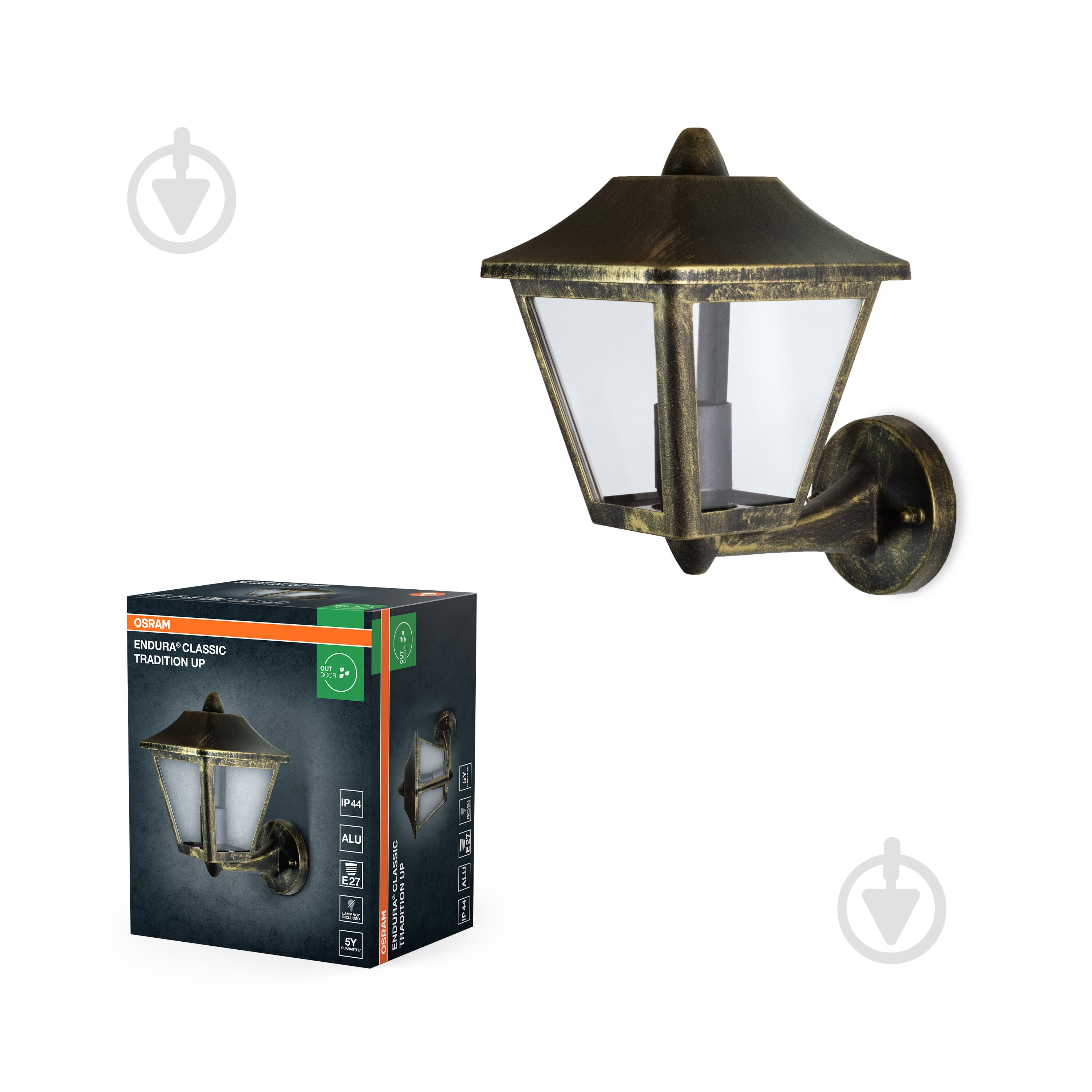 Светильник уличный настенный Ledvance/Osram E27 IP44 бронзовый Endura Classic UP Gold - фото 1