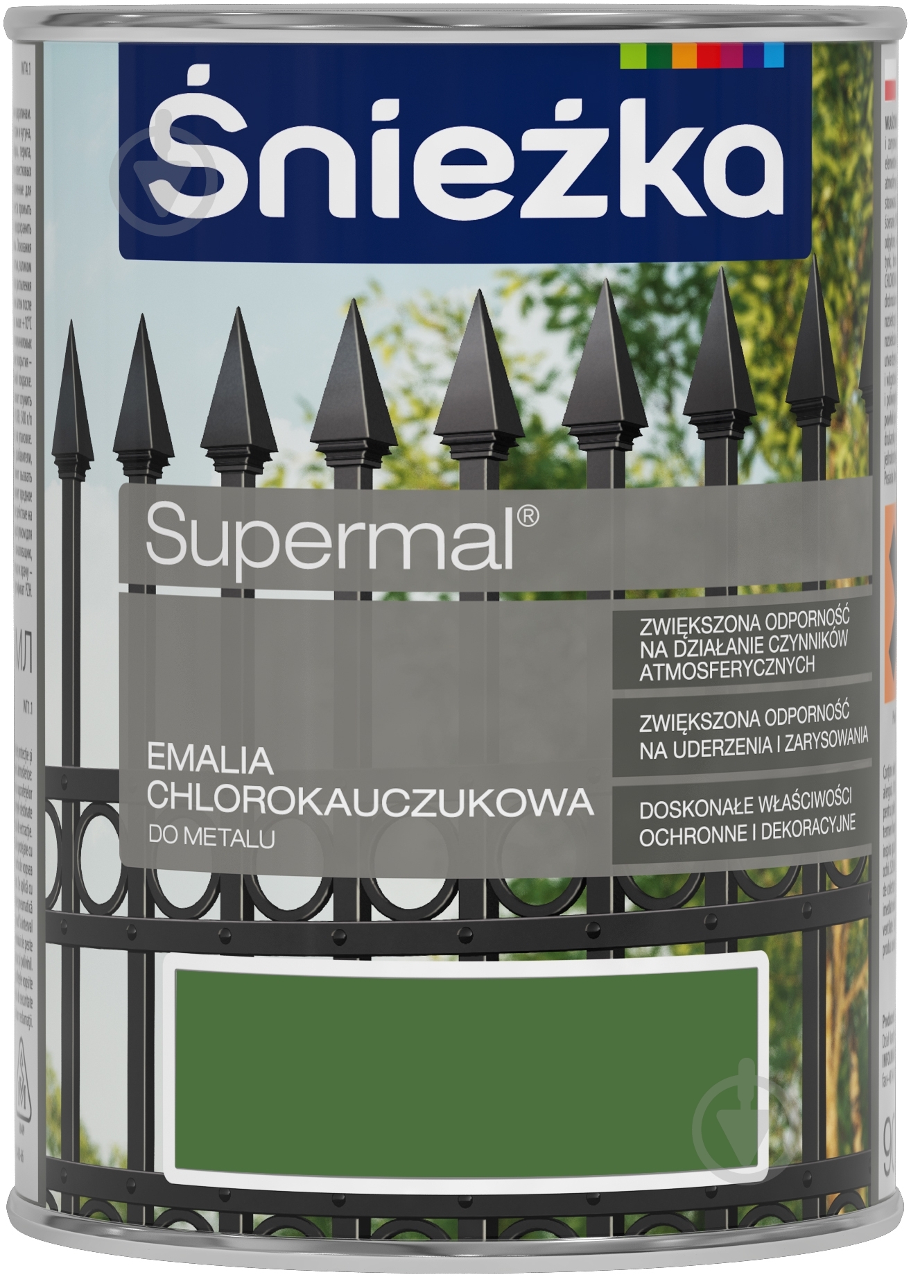 Емаль Sniezka хлоркаучукова Supermal RAL 6010 зелений глянець 0,9 л - фото 1