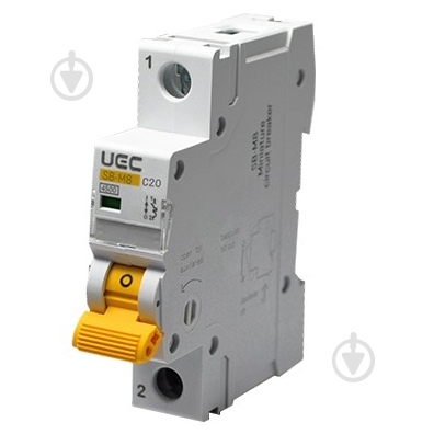 Автоматичний вимикач UEC SB-M8 1P 20A C 4,5кA MCB45-1-020-C - фото 1