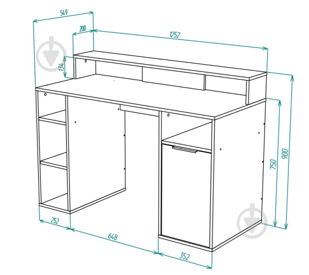 Стіл письмовий DC Корсіко 900х1252х550 мм дуб ліворно/дуб ліворно - фото 6