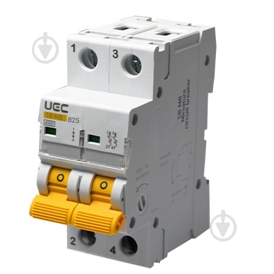 Автоматичний вимикач UEC SB-M8 2P 25A B 4,5кA MCB45-2-025-B - фото 1