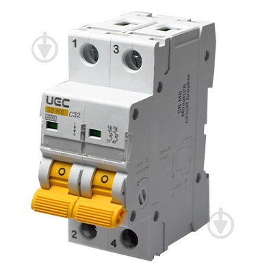Автоматичний вимикач UEC SB-M8 2P 32A C 4,5кA MCB45-2-032-C - фото 1