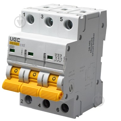Автоматический выключатель UEC SB-M8 3P 32A C 4,5кA MCB45-3-032-C - фото 1