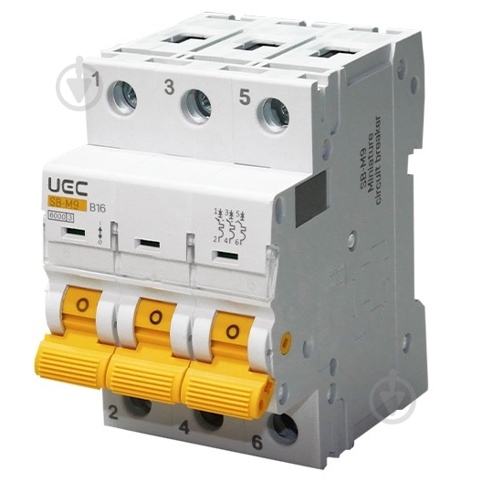 Автоматический выключатель UEC SB-M9 3P 16A B 6kA MCB60-3-016-B - фото 1