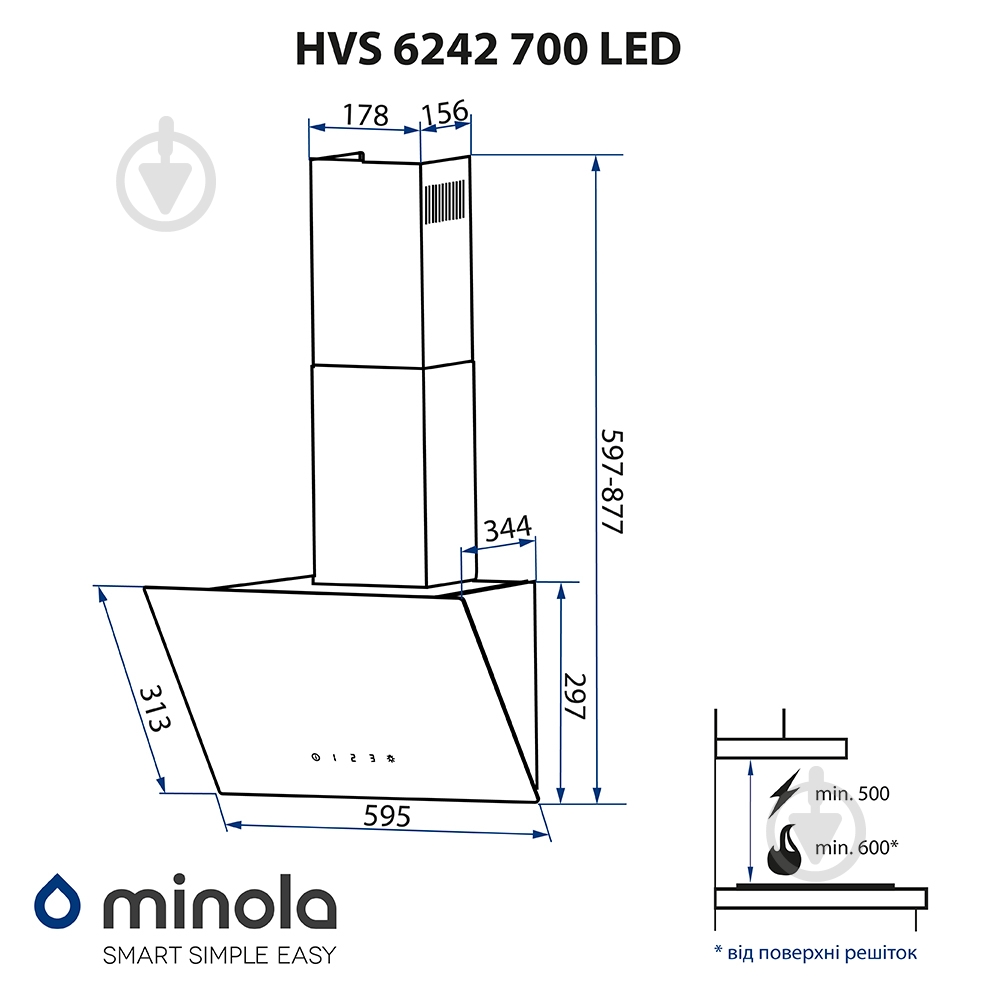 Вытяжка Minola HVS 6242 BL 700 LED - фото 14 Вытяжка Minola HVS 6242 BL 700 LED - фото 14