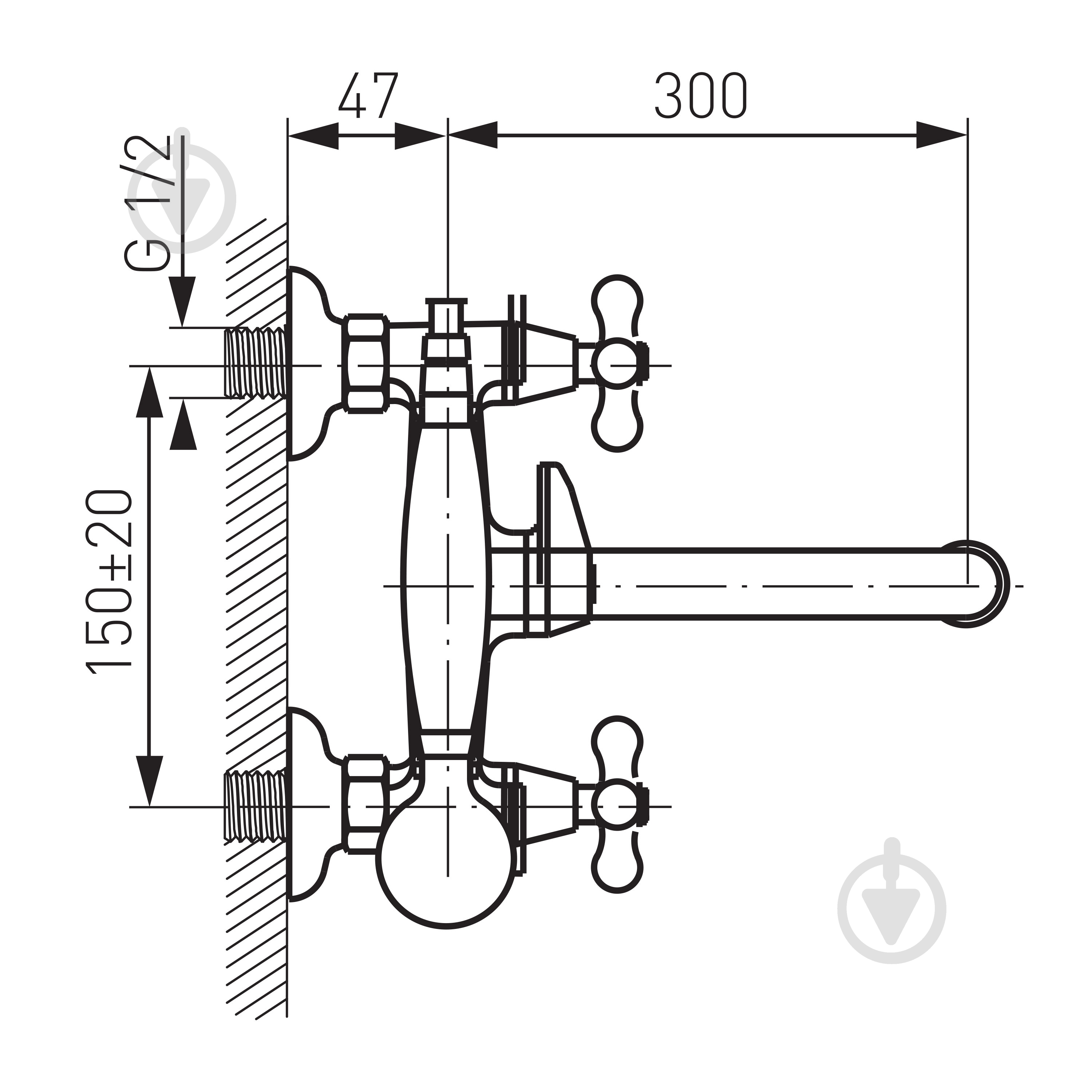 Смеситель для ванны Ferro Retro XR11A - фото 2 Смеситель для ванны Ferro Retro XR11A - фото 2