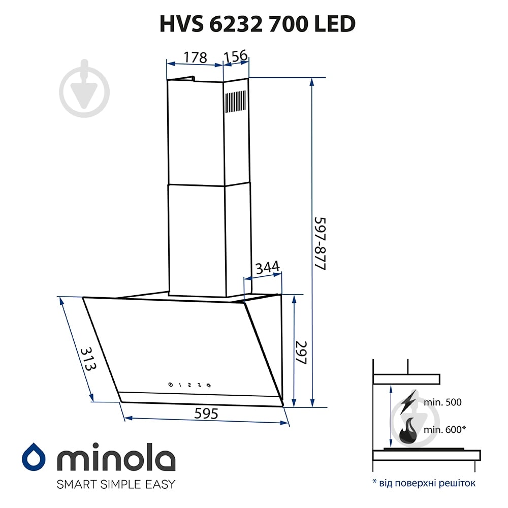 Витяжка Minola HVS 6232 BL/INOX 700 LED - фото 14