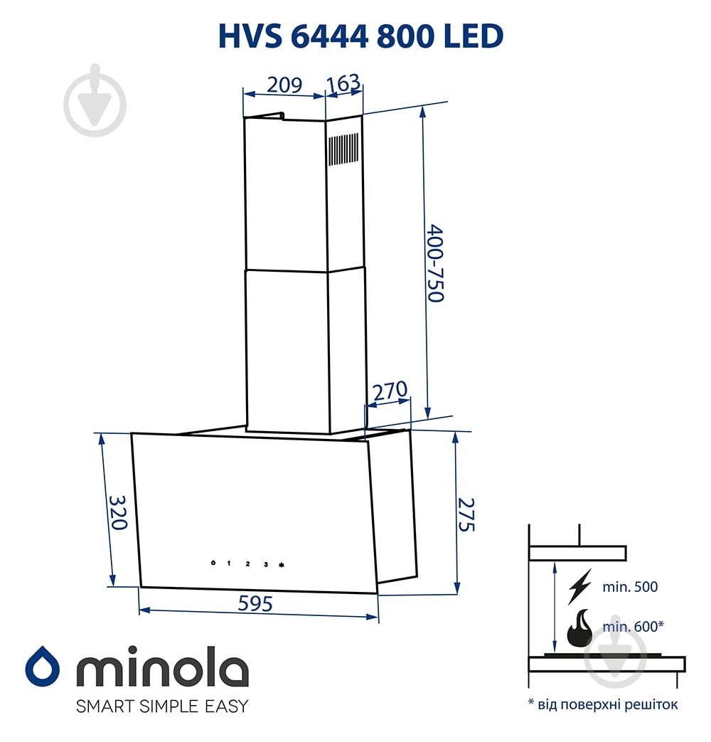 Вытяжка Minola HVS 6444 BL 800 LED - фото 14