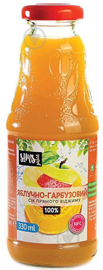 Сік Sims Juice Яблучно-гарбузовий 0,33л - фото 1