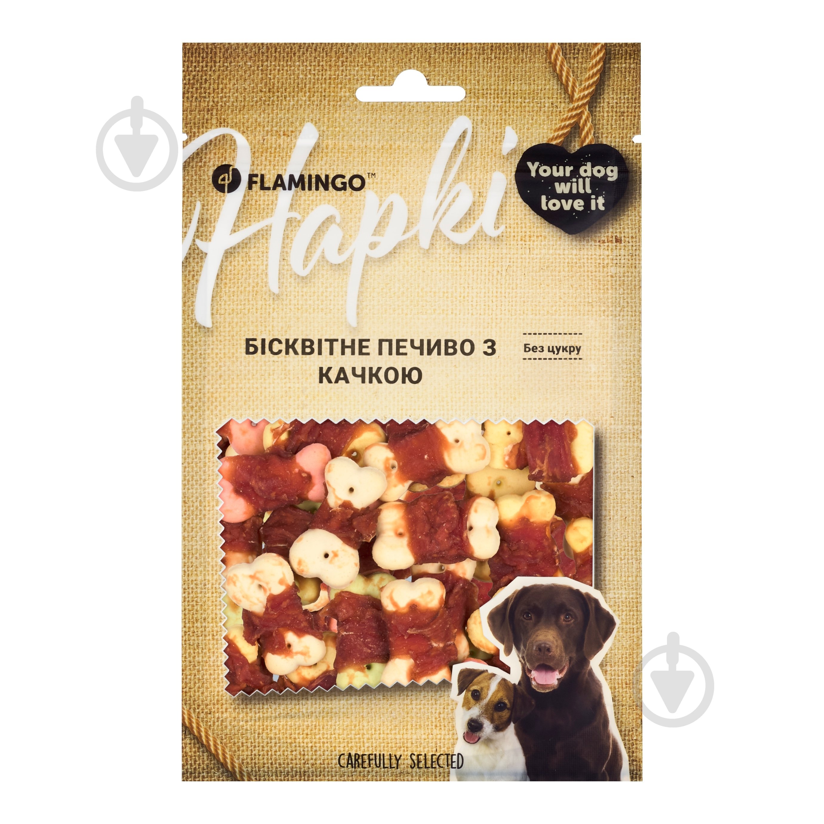 Ласощі Flamingo бісквітне печиво обгорнуте м'ясом качки для собак 75 г - фото 1