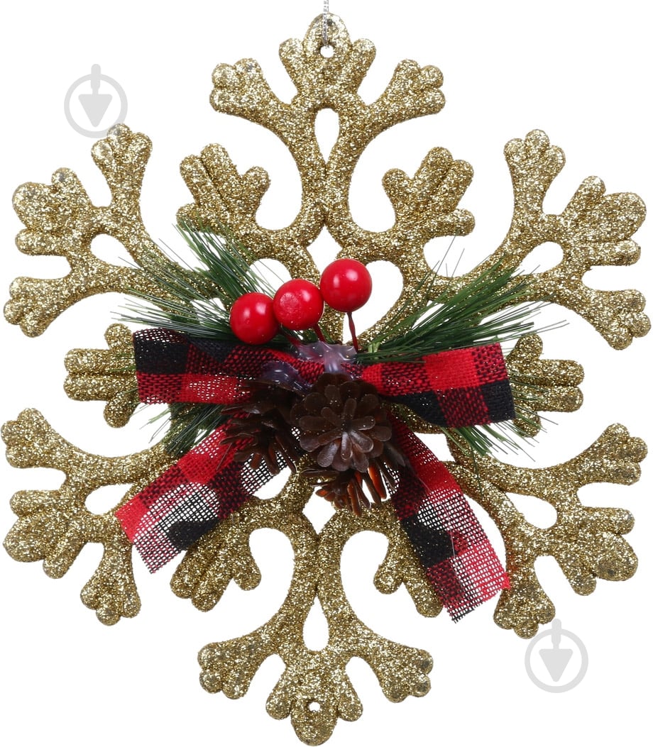 Ялинкова іграшка Сніжинка з декором 15 см E2127G 1 шт. - фото 1 Ялинкова іграшка Сніжинка з декором 15 см E2127G 1 шт. - фото 1