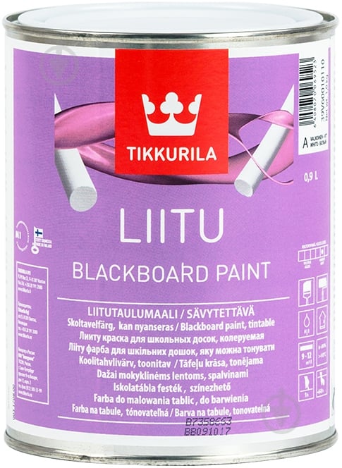 Краска для школьных досок Liitu база С TIKKURILA мат 0,9 л - фото 1