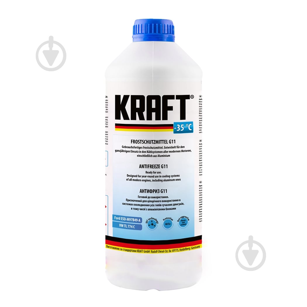 Антифриз Kraft G11 -35° G11 готовый 1,5 л синий (KF105) - фото 1