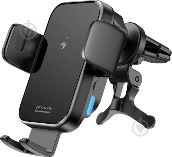 Держатель для мобильного телефона с беспроводным ЗП Triple Clamp 15W black Proove черный - фото 1