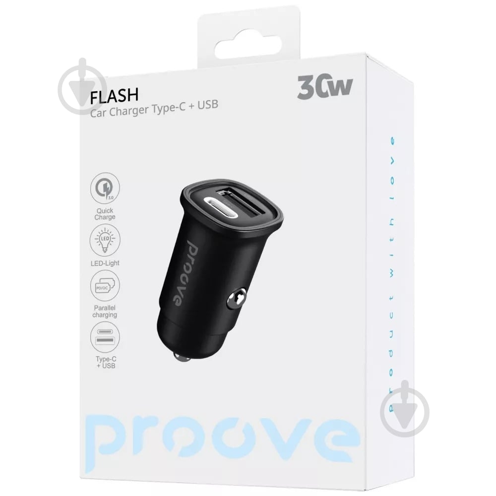 Автомобильное зарядное устройство Proove Flash 30W Type-C + USB black (CCFL30111201) - фото 5
