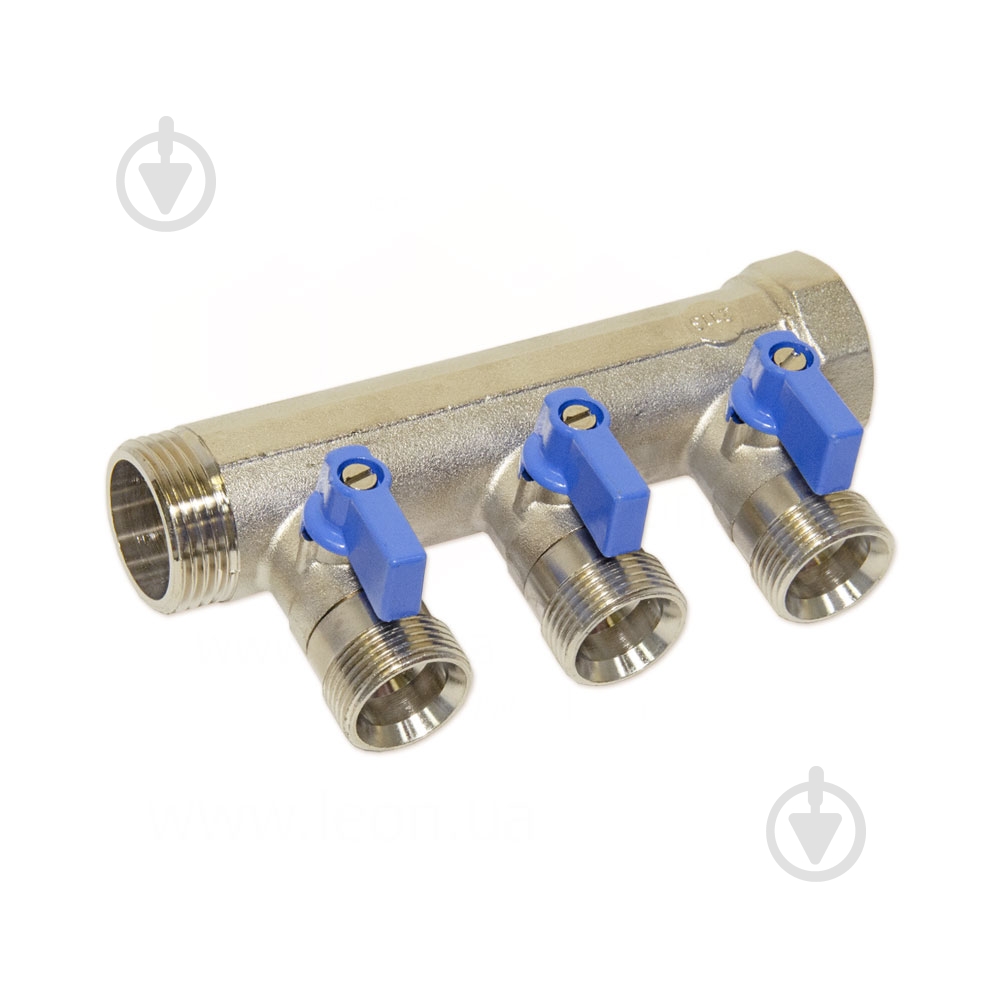 Колектор Bianchi з кульовими кранами Ø1 х 3 х 3/4ЗР (blue/синій) I=45 мм - фото 1 Колектор Bianchi з кульовими кранами Ø1 х 3 х 3/4ЗР (blue/синій) I=45 мм - фото 1