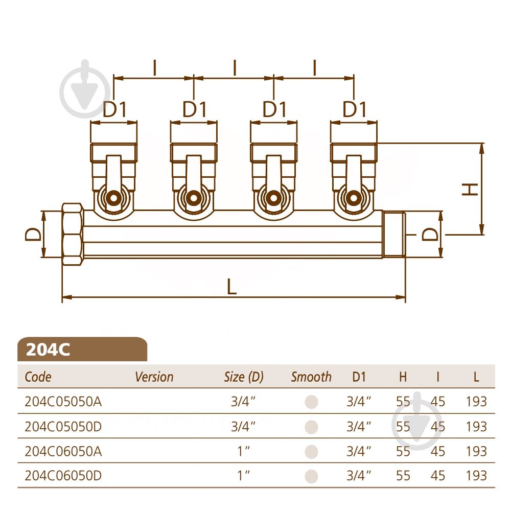 Колектор Bianchi з кульовими кранами Ø1 х 4 х 3/4ЗР (red/червоний) I=45 мм - фото 2 Колектор Bianchi з кульовими кранами Ø1 х 4 х 3/4ЗР (red/червоний) I=45 мм - фото 2