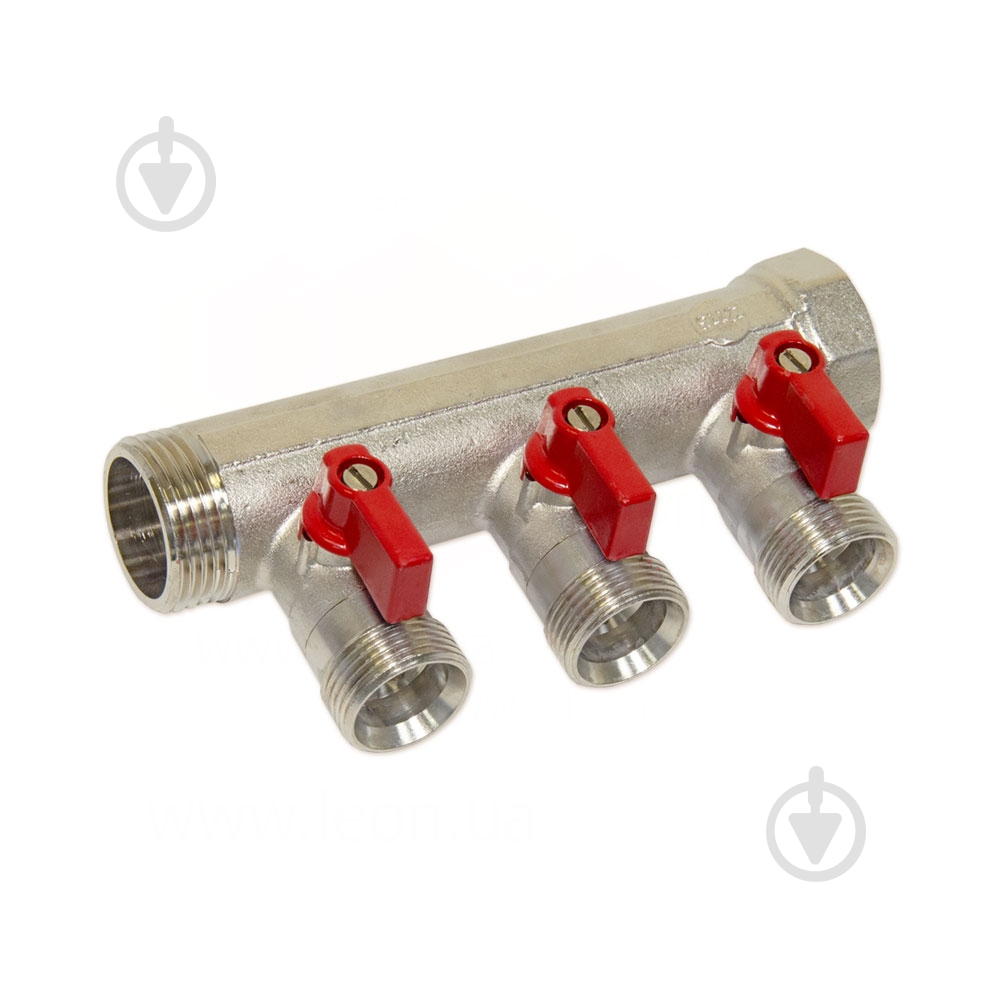 Колектор Bianchi з кульовими кранами Ø1 х 3 х 3/4ЗР (red/червоний) I=45 мм - фото 1 Колектор Bianchi з кульовими кранами Ø1 х 3 х 3/4ЗР (red/червоний) I=45 мм - фото 1