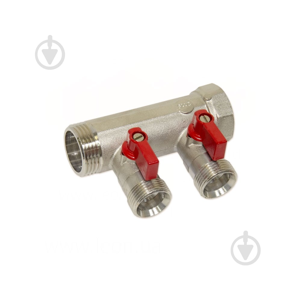 Колектор Bianchi з кульовими кранами Ø1 х 2 х 3/4ЗР (red/червоний) I=45 мм - фото 1 Колектор Bianchi з кульовими кранами Ø1 х 2 х 3/4ЗР (red/червоний) I=45 мм - фото 1