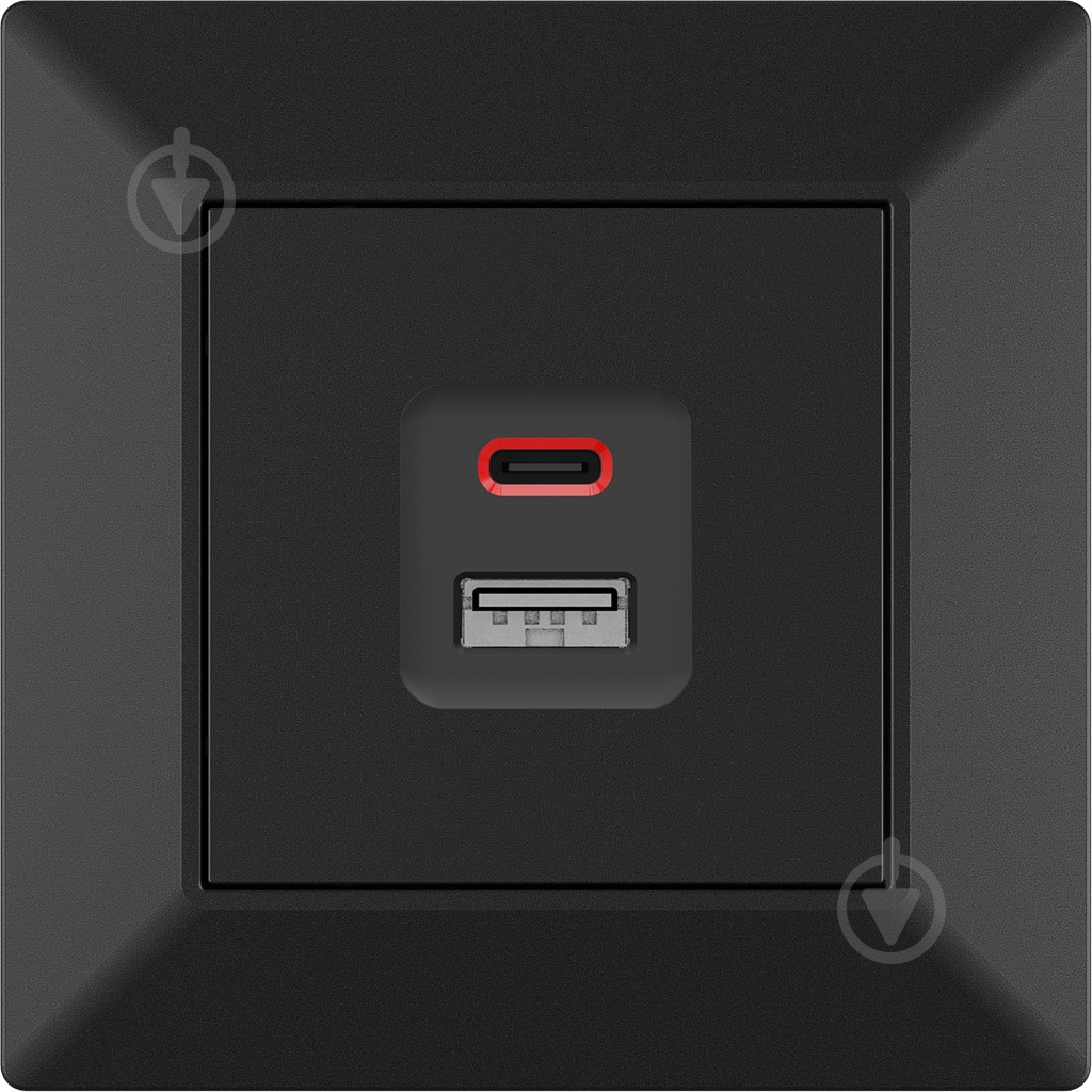 Механізм розетки USB + Type C HausMark Alta чорний - фото 1