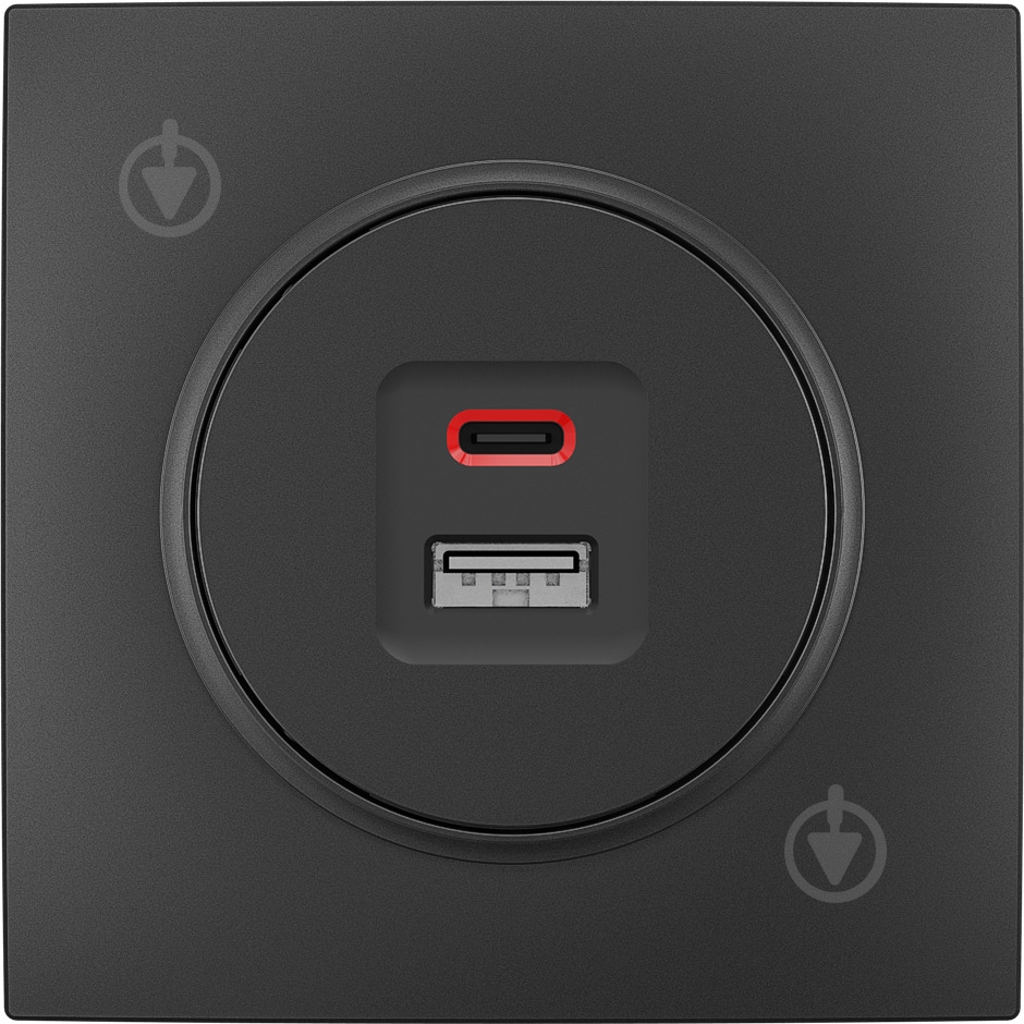 Механизм розетки USB + Type C HausMark Bela черный - фото 1