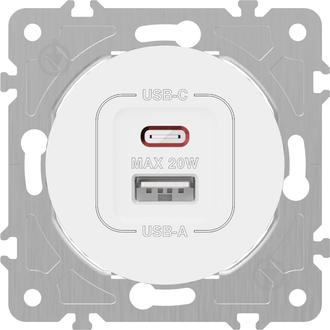 Механизм розетки USB + Type C HausMark Bela белый - фото 3